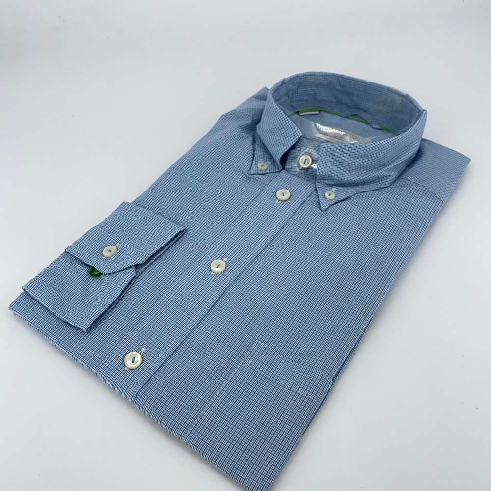 Eton‎ Dress Shirt Mens M-39 Blue Check Trunk Club Formal Contemporary Button Up